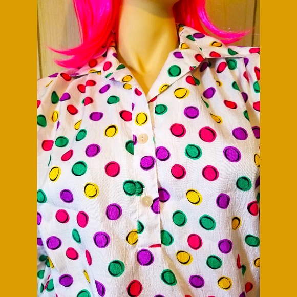 Vintage 80s Funky Geometric Print Pop Art Sporty Top - Picture 2 of 6